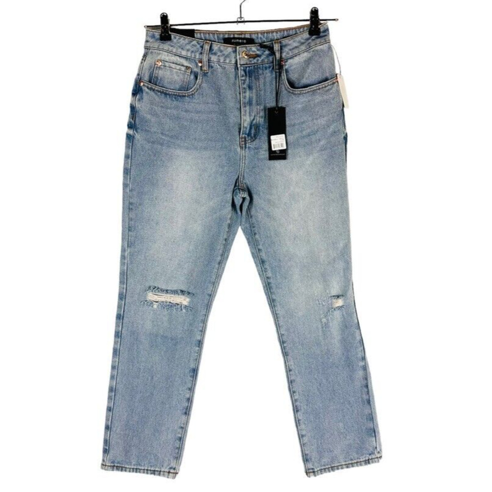 New Numero Womans Sz 29 Jeans High‎ Rise Slim Fit Blue Distressed Jean NWT